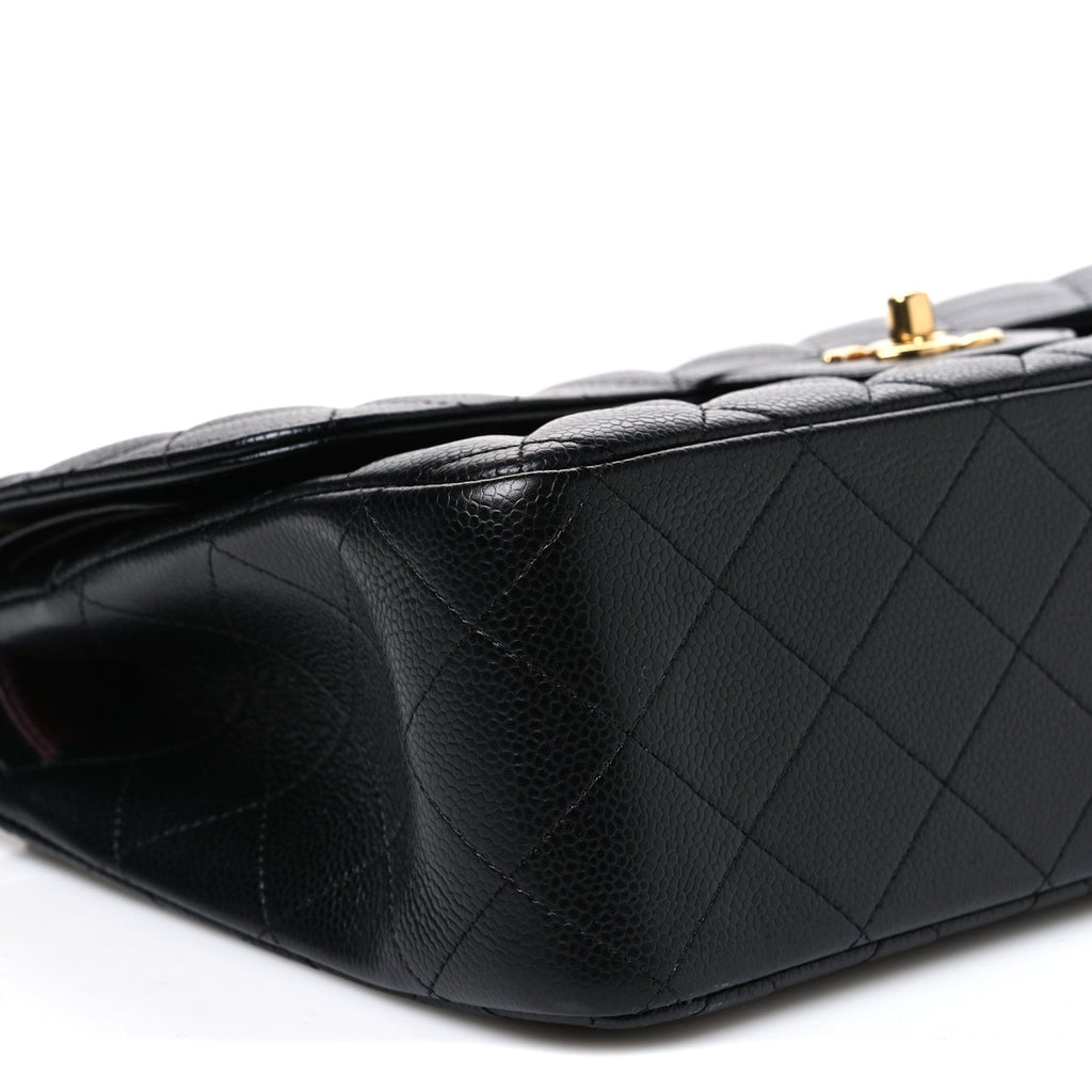 Caviar Quilted Jumbo Double Flap Black At My store