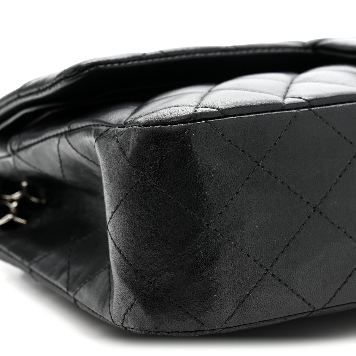 Lambskin Quilted Medium Double Flap Black At My store