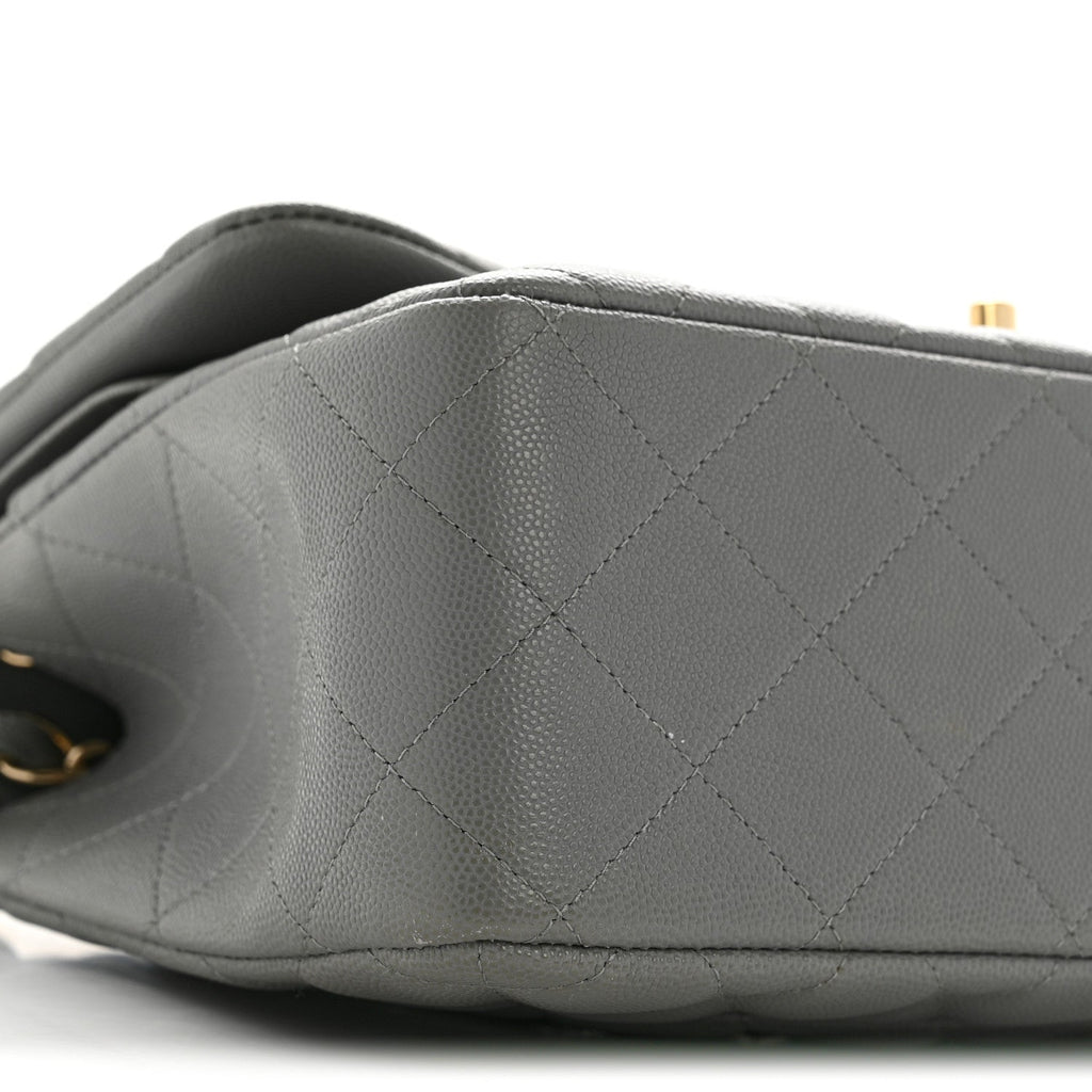 Caviar Quilted Jumbo Double Flap Grey At My store
