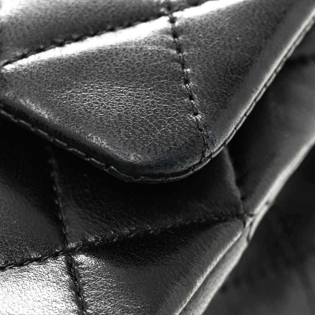Lambskin Quilted Medium Double Flap Black At My store
