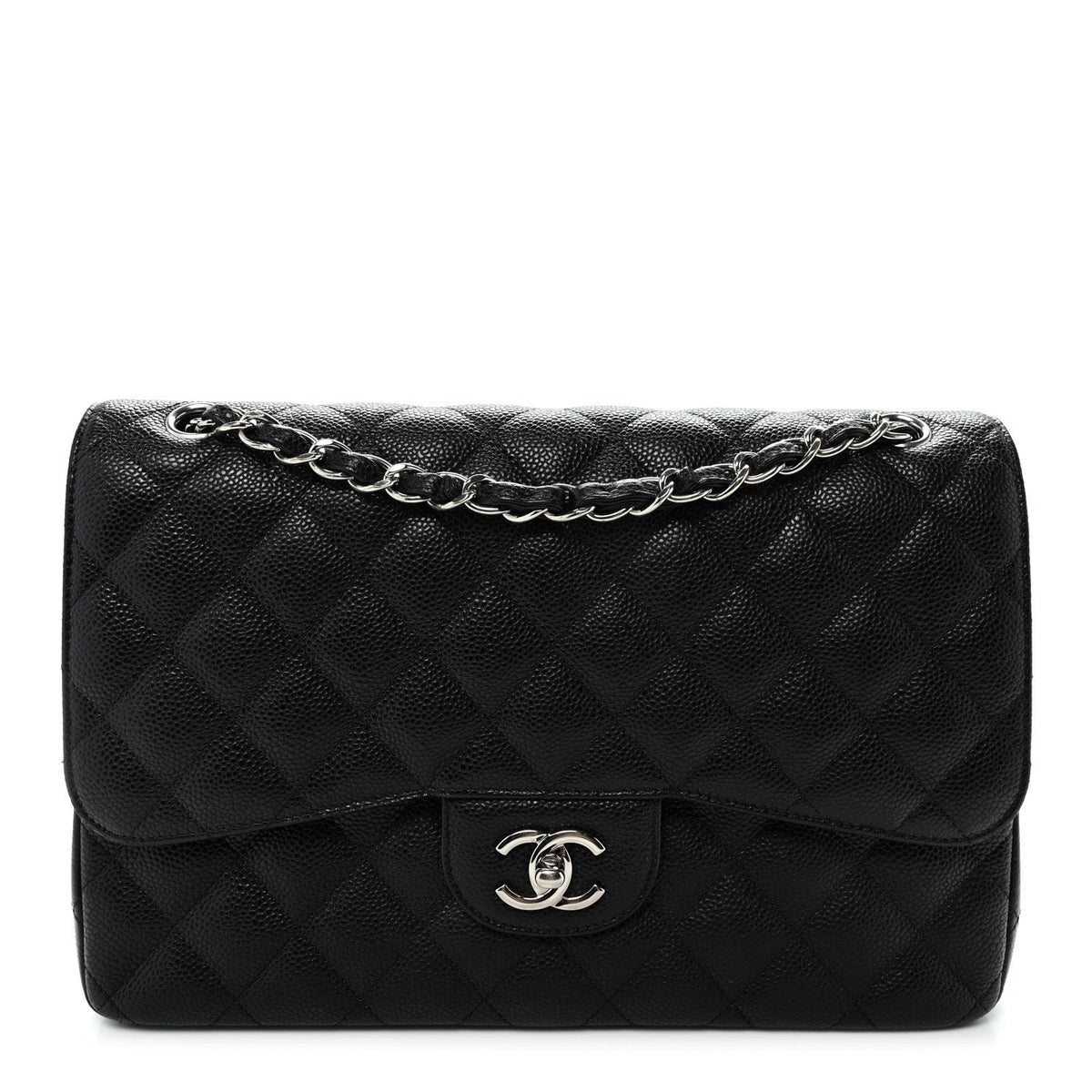 Caviar Quilted Jumbo Double Flap Black At My store