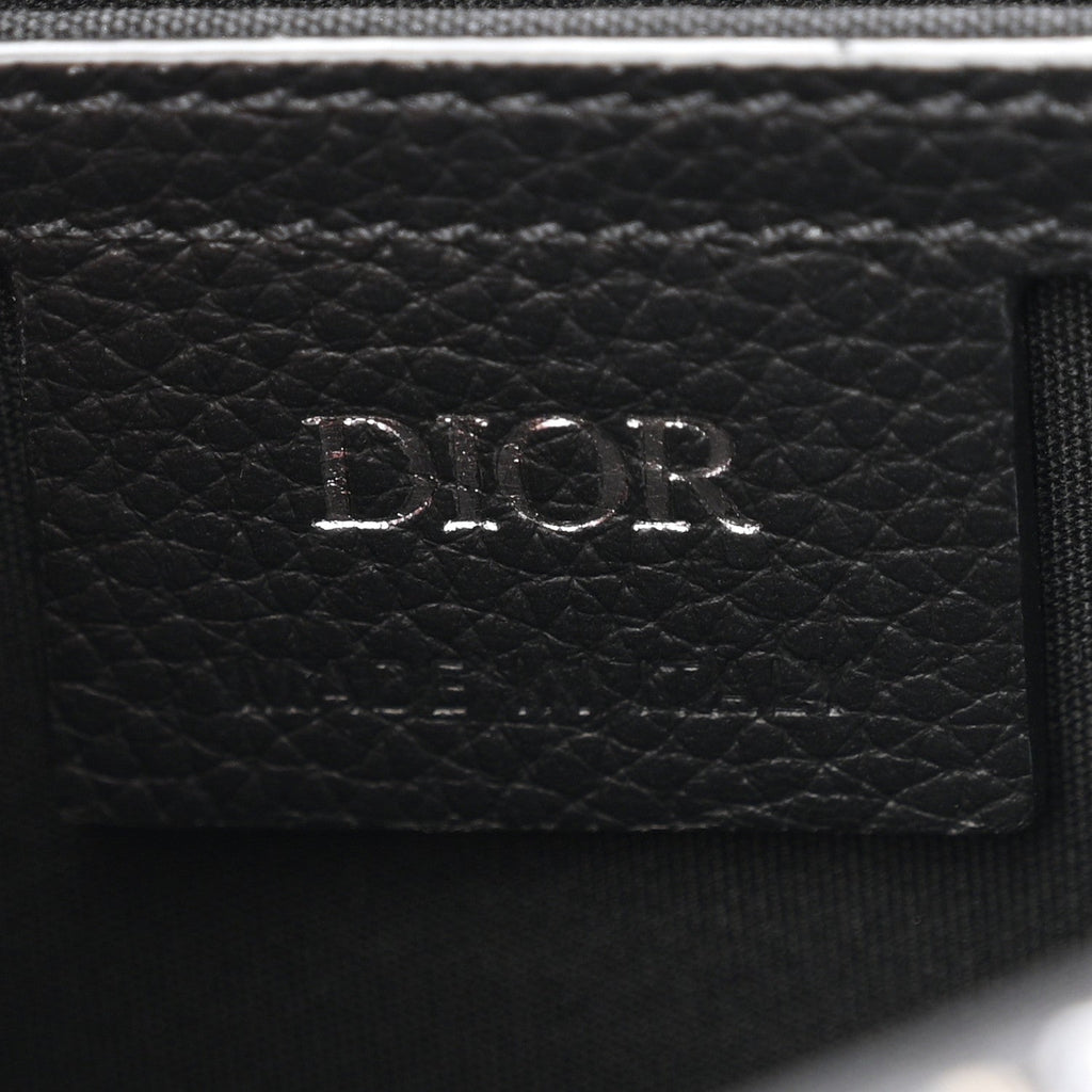 Grained Calfskin Oblique Mini Saddle Messenger Bag With Flap Beige Black AT My store