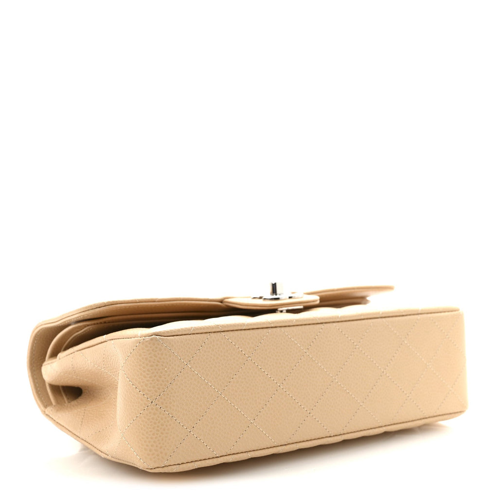 Caviar Quilted Small Double Flap Beige At My store
