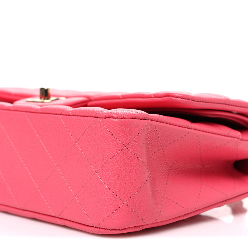 Caviar Quilted Medium Double Flap Pink At My store