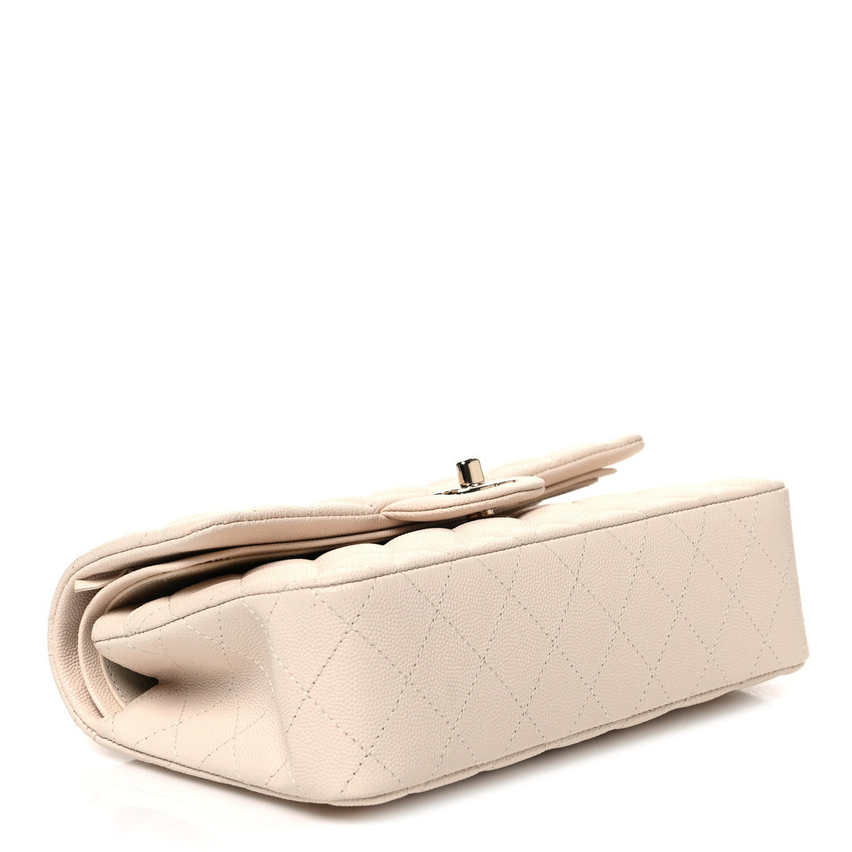 Caviar Quilted Small Double Flap Light Beige At My store