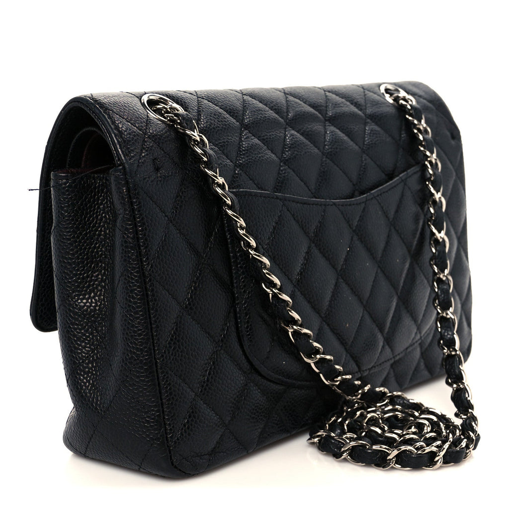 Caviar Quilted Medium Double Flap Black At My store