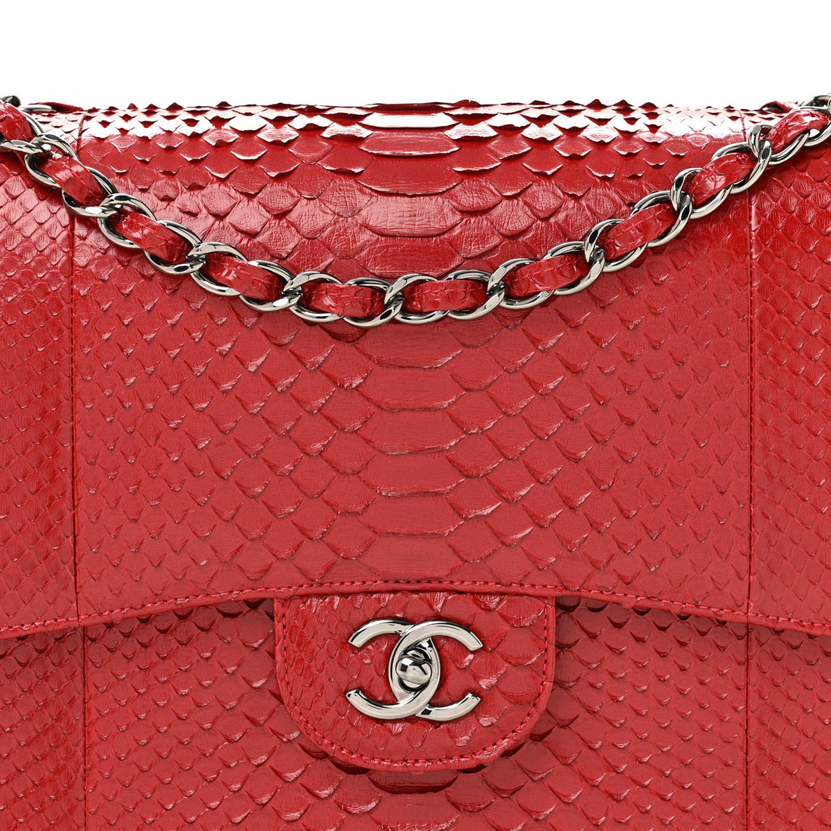 Snakeskin Jumbo Double Flap Red At My store