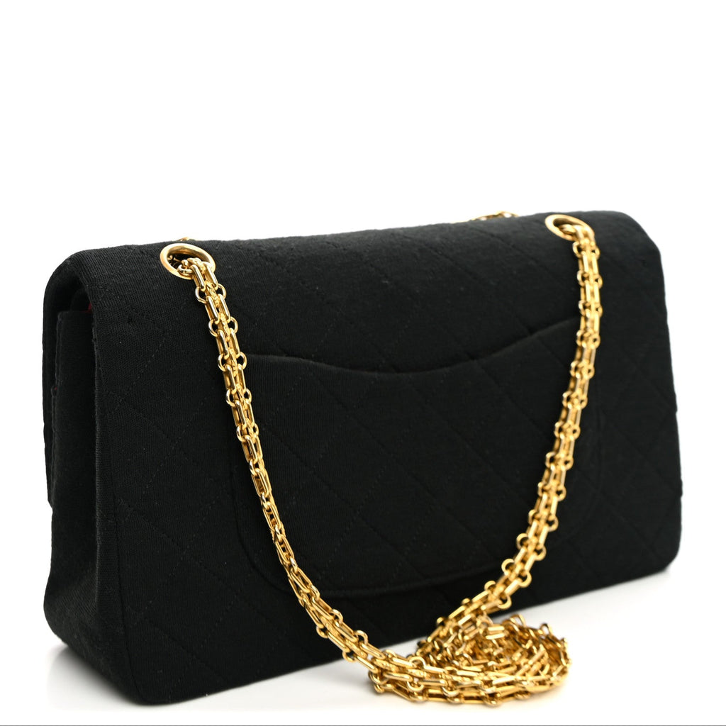 Jersey Quilted Medium Double Flap Black At My store
