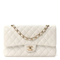 Caviar Quilted Medium Double Flap White At My store