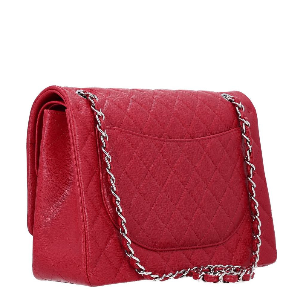 Caviar Quilted Maxi Double Flap Dark Red At My store