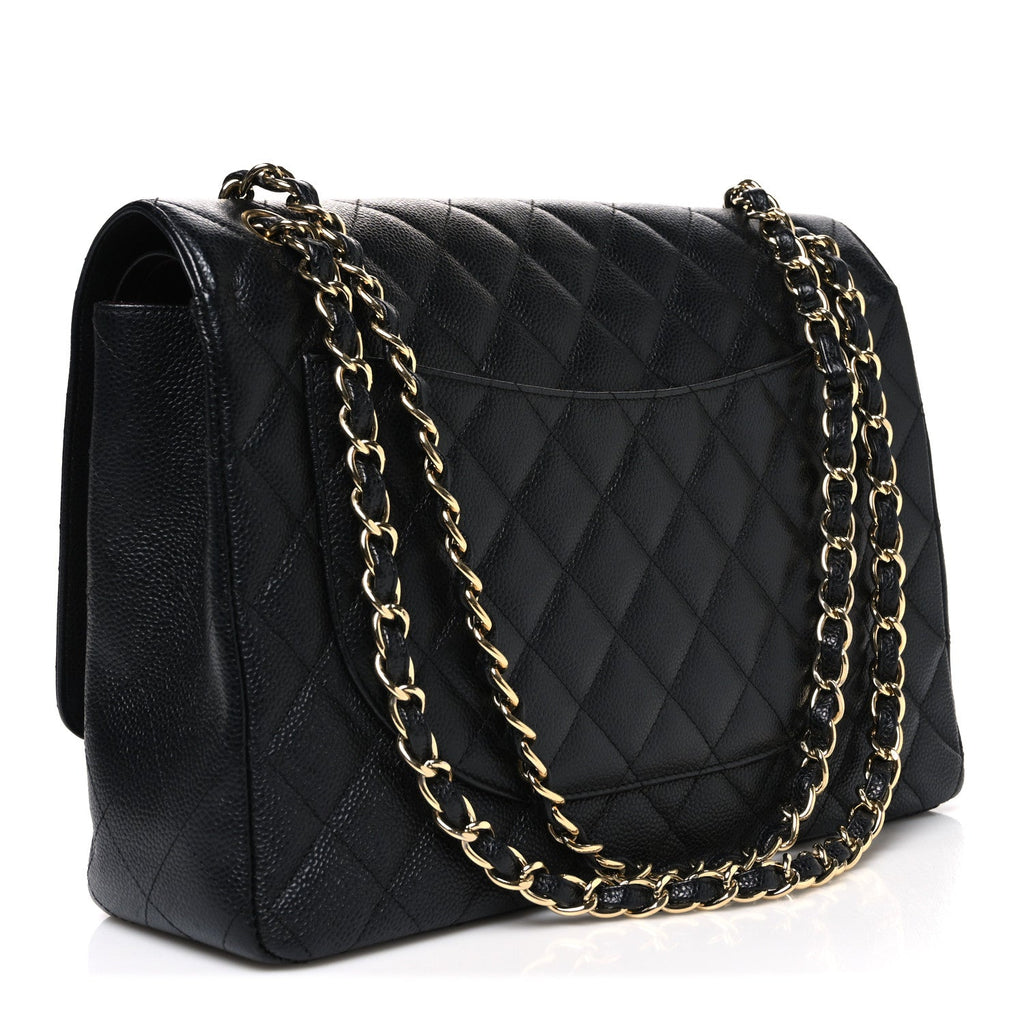 Caviar Quilted Maxi Double Flap Black At My store