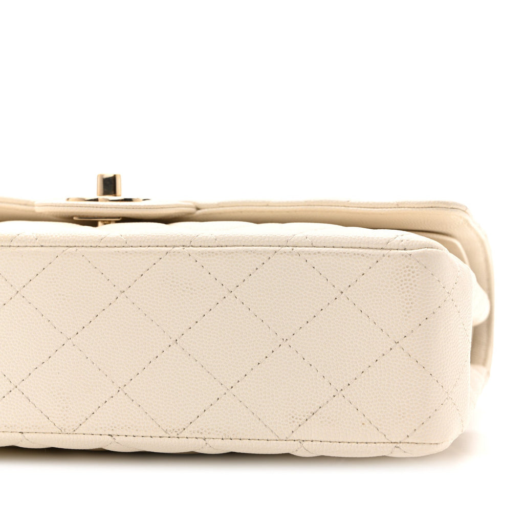 Caviar Quilted Medium Double Flap White At My store