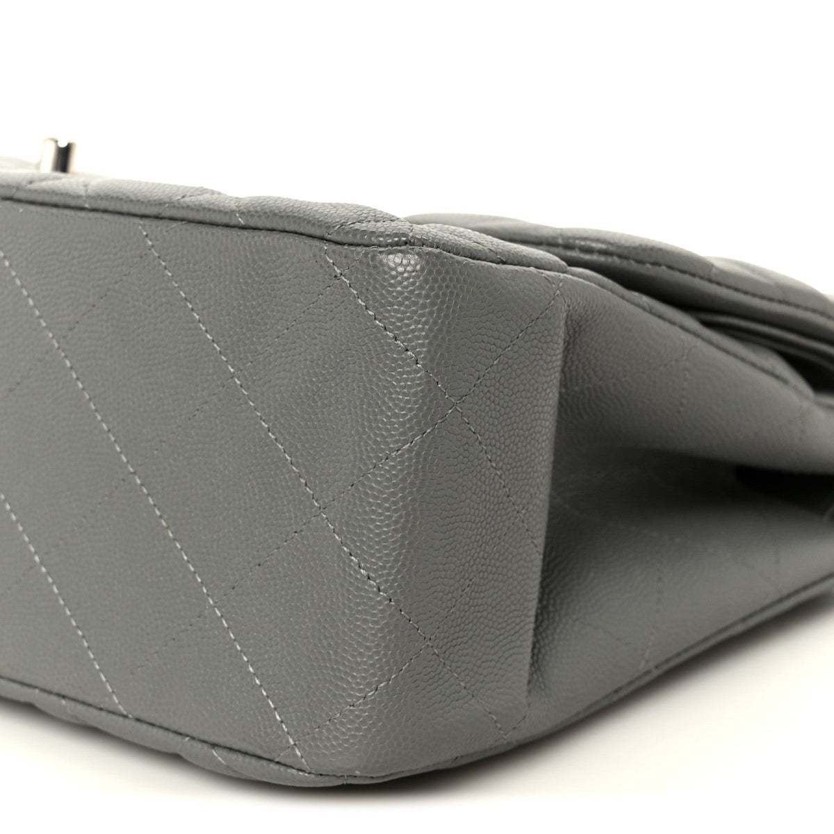 Caviar Quilted Jumbo Double Flap Grey At My store