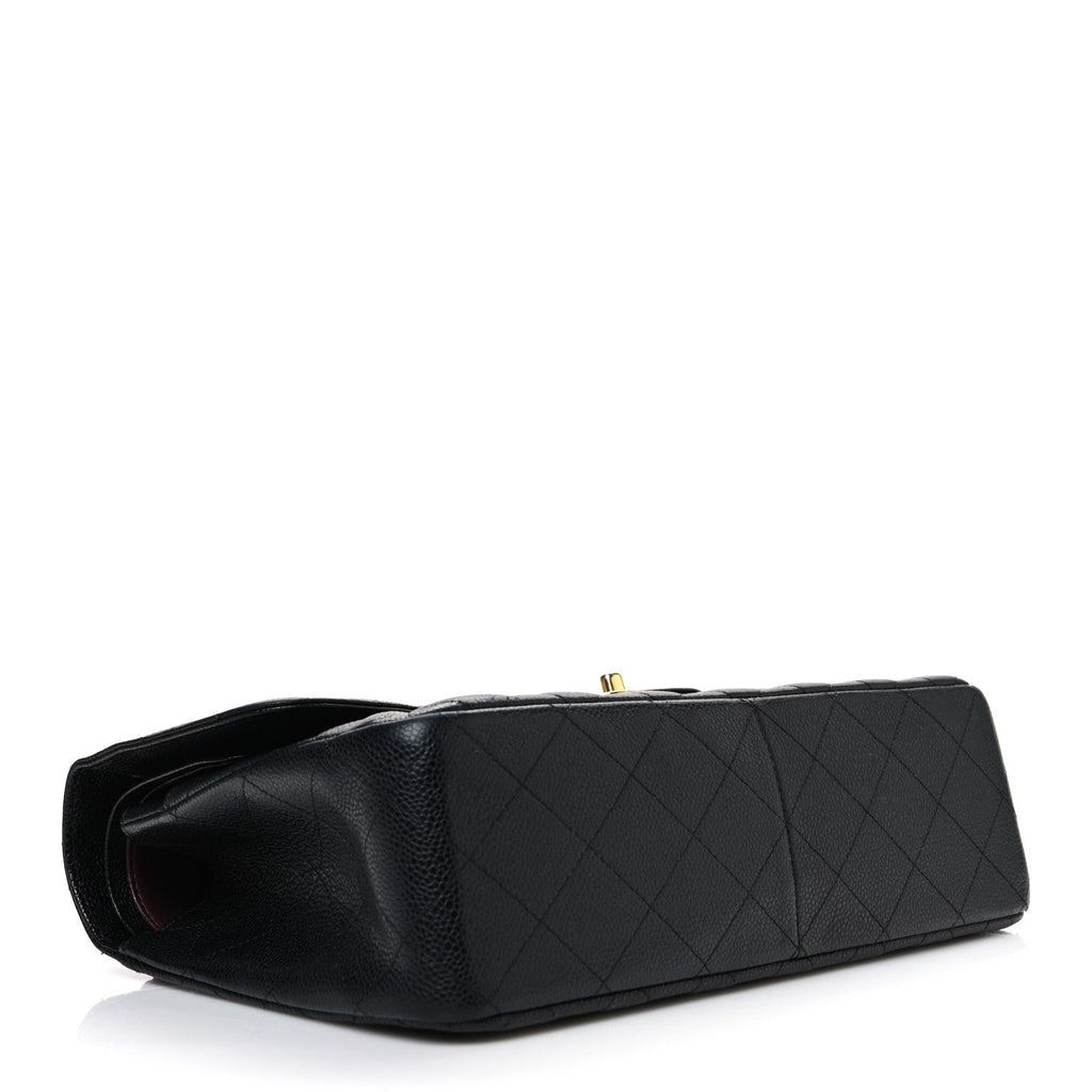 Caviar Quilted Jumbo Double Flap Black At My store