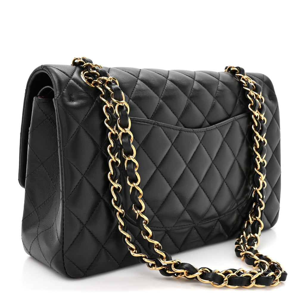 Lambskin Quilted Small Double Flap Black At My store
