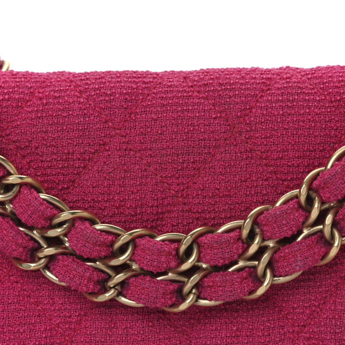 Tweed Quilted Medium Double Flap Fuchsia At My store