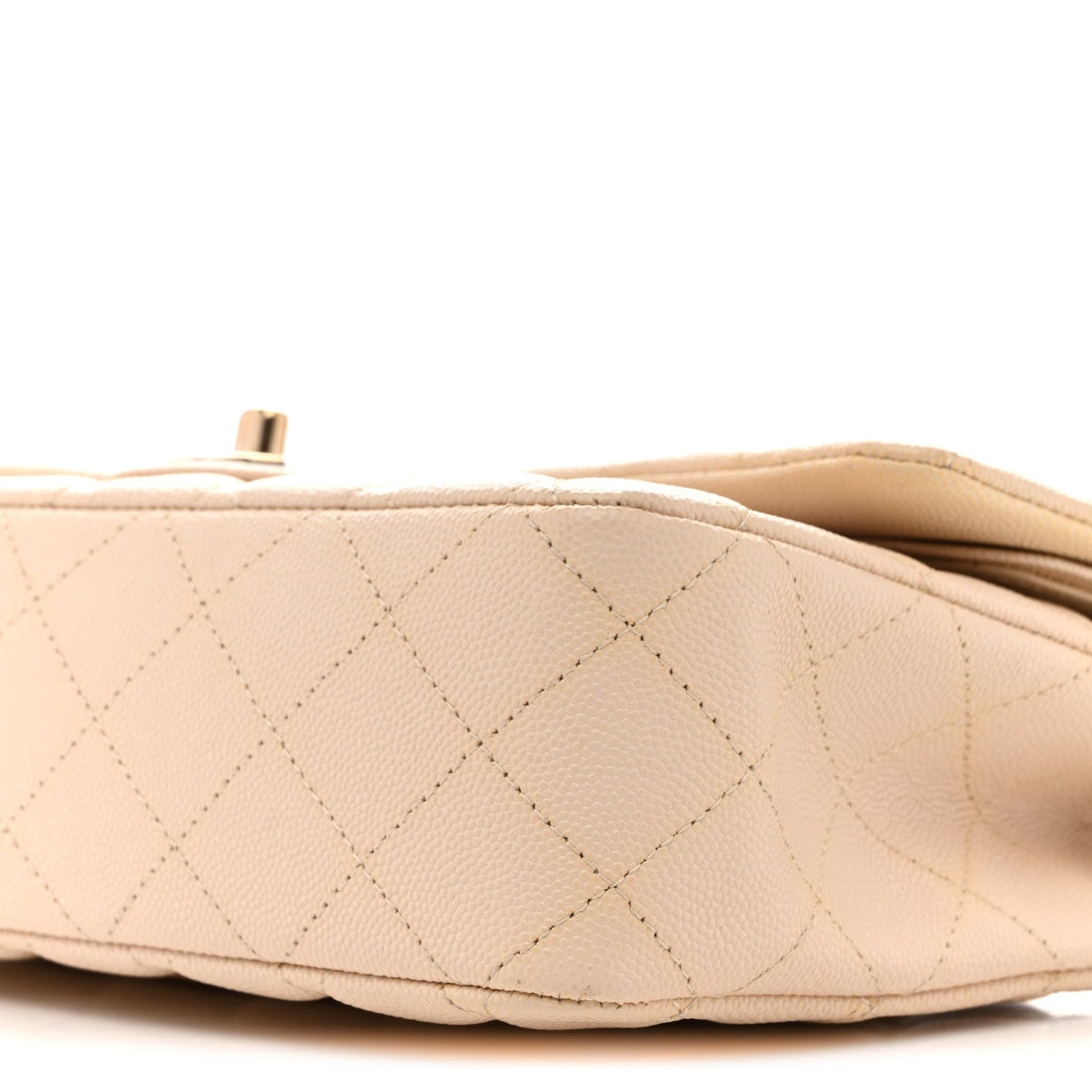 Caviar Quilted Medium Double Flap Light Beige At My store