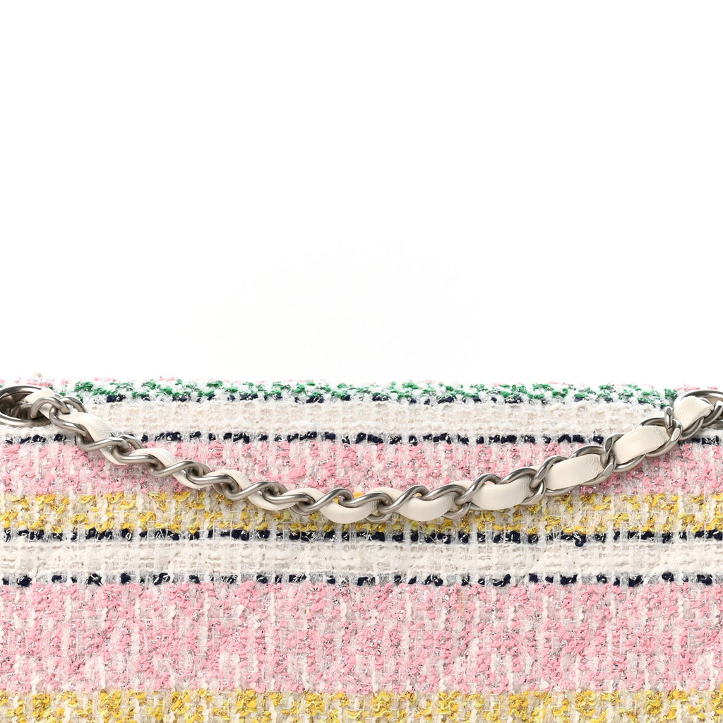 Tweed Quilted Medium Double Flap Yellow White Ochre At My store