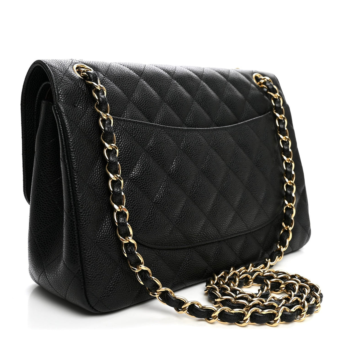Caviar Quilted Jumbo Double Flap Black At My store