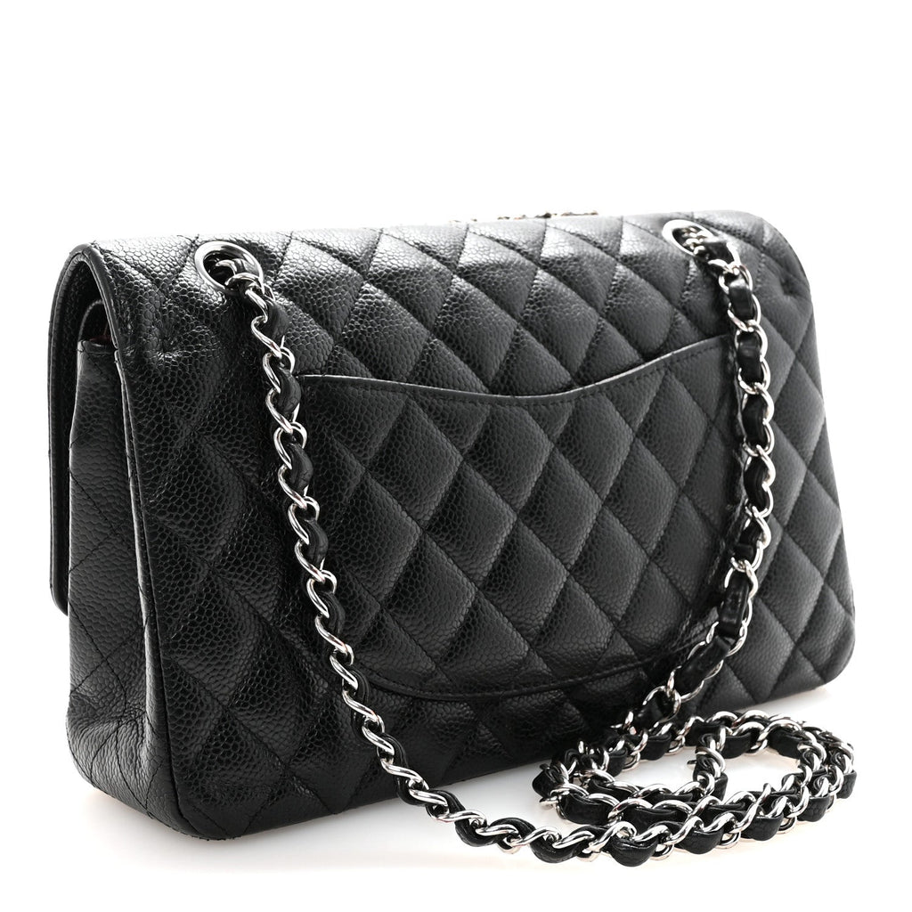 Caviar Quilted Medium Double Flap Black At My store