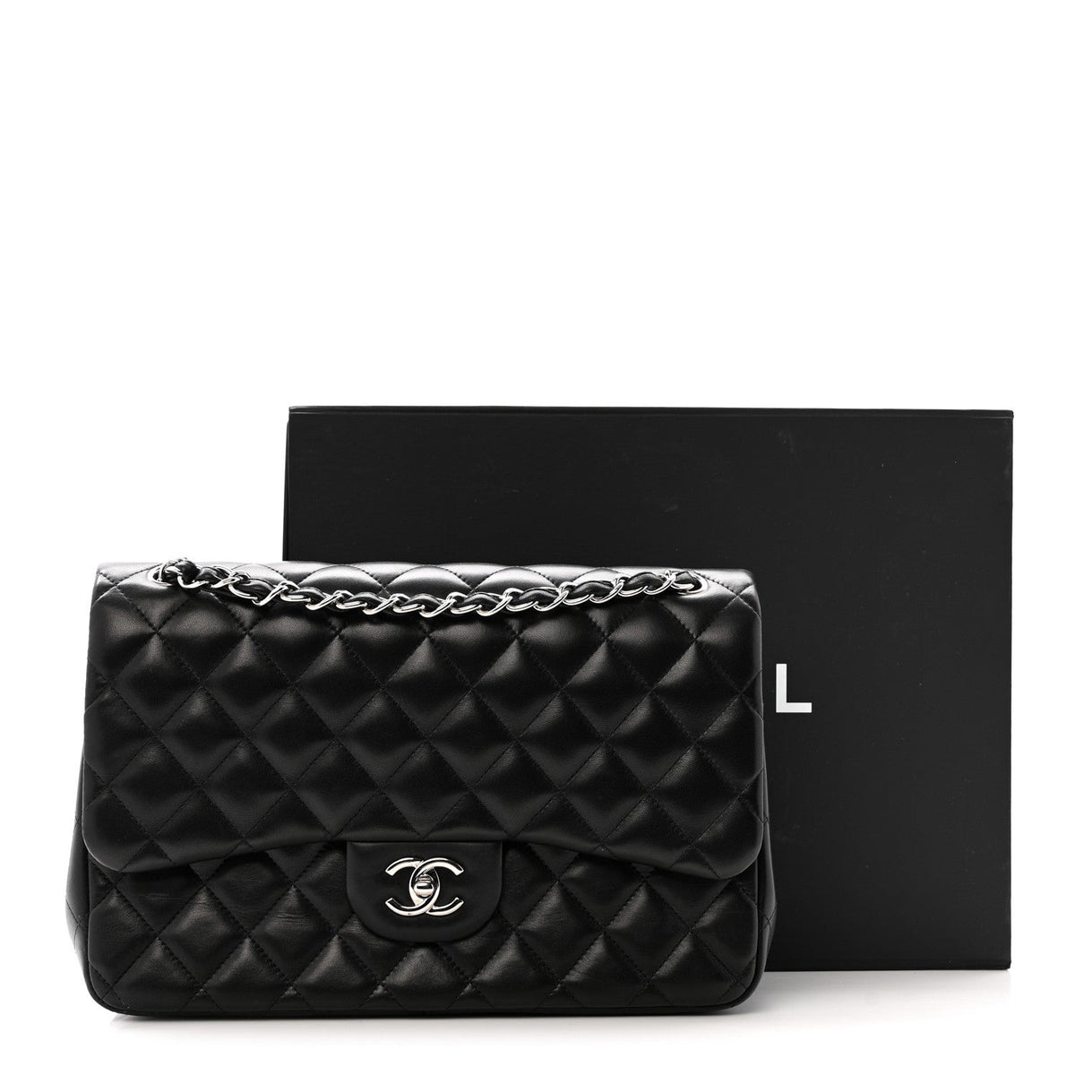 Lambskin Quilted Jumbo Double Flap Black At My store