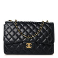 Lambskin Quilted Jumbo Double Flap Black At My store