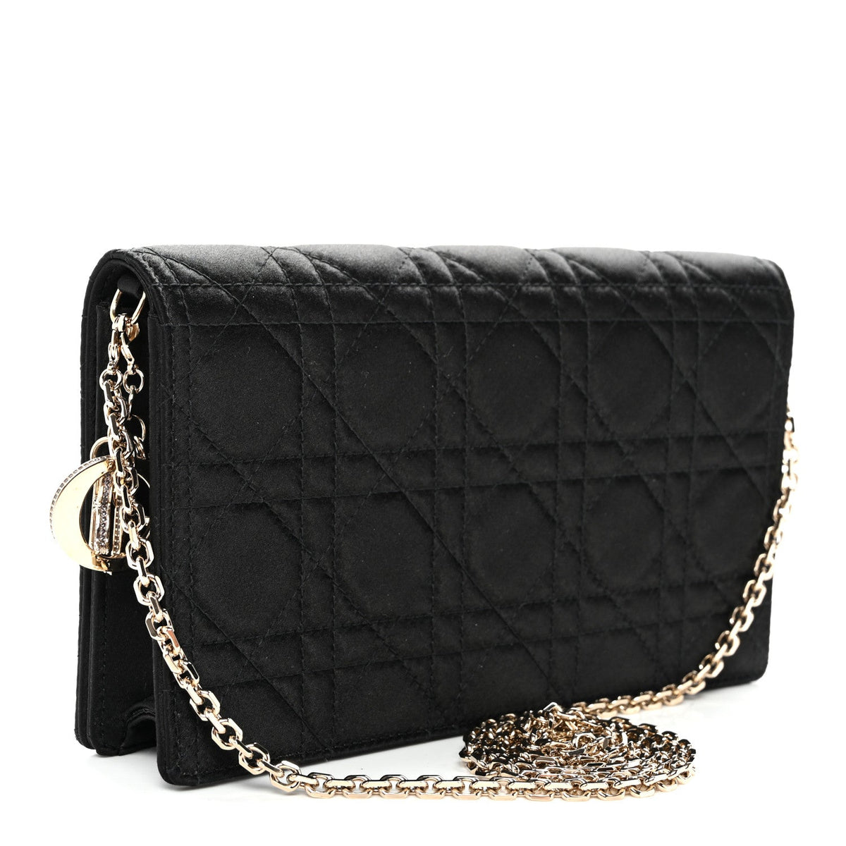Satin Cannage Lady Dior Convertible Clutch Black AT My store