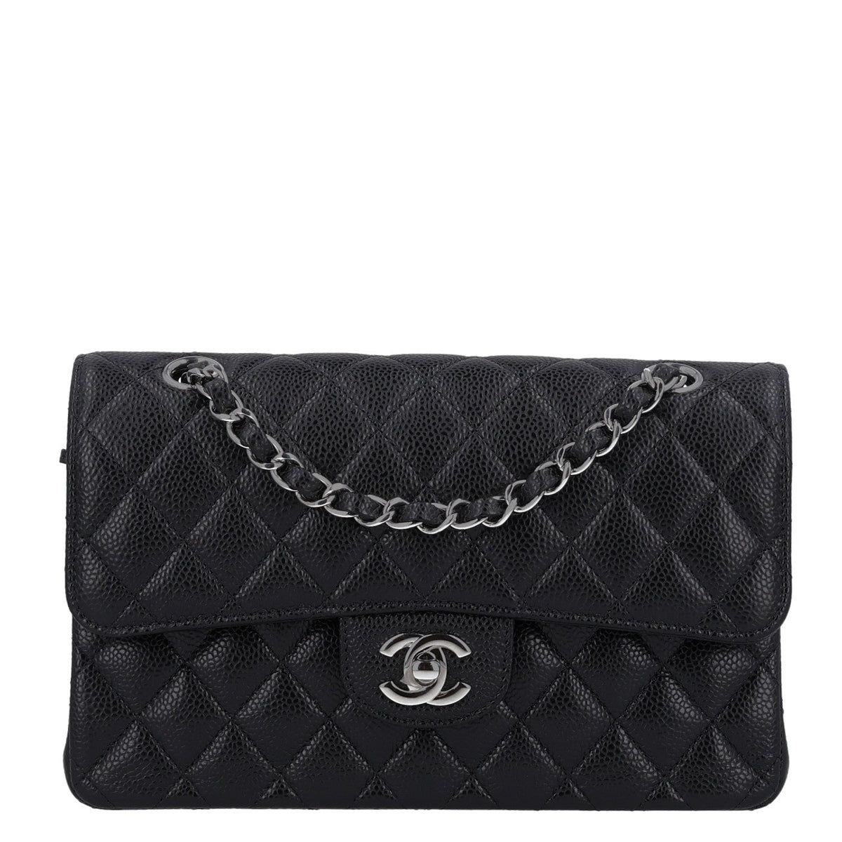 Caviar Quilted Small Double Flap Black At My store