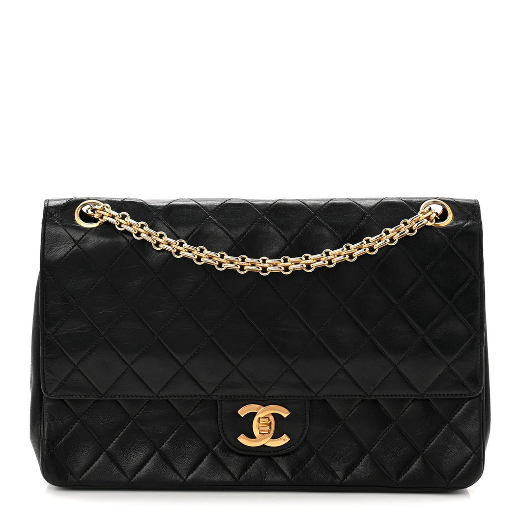 Lambskin Quilted Medium Double Flap Bijoux Chain Black At My store