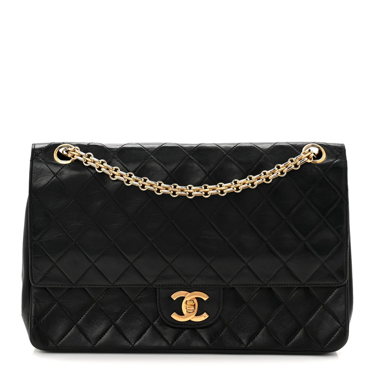 Lambskin Quilted Medium Double Flap Bijoux Chain Black At My store