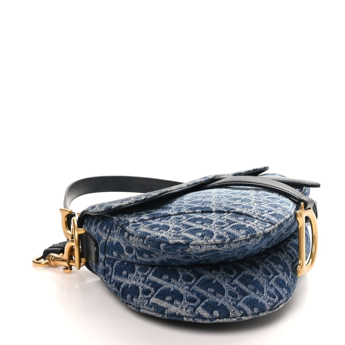 Denim Oblique Jacquard Saddle Bag With Strap Blue AT My store