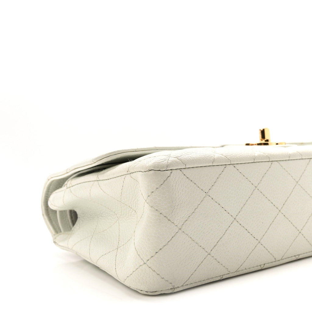 Caviar Quilted Medium Double Flap Light Blue At My store