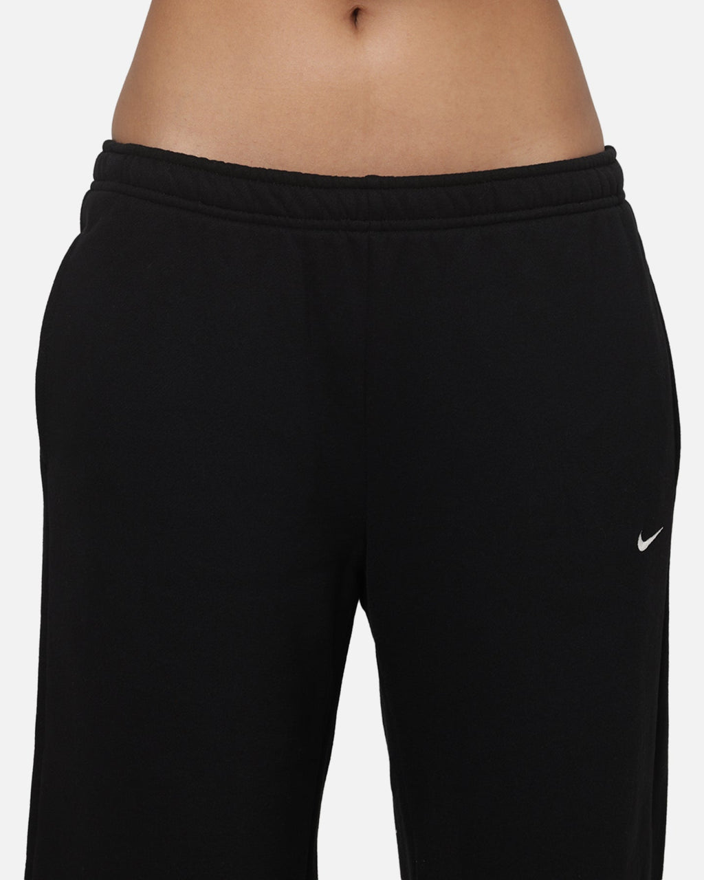 Top Seller Nike Women's Studio Fleece Medium Weight Mid-Rise Wide-Leg Pants Black