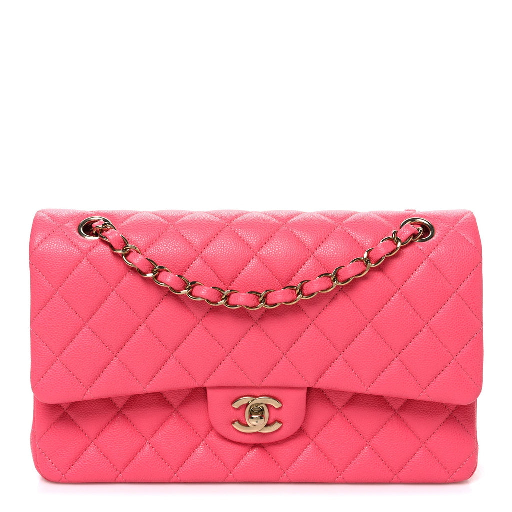 Caviar Quilted Medium Double Flap Pink At My store