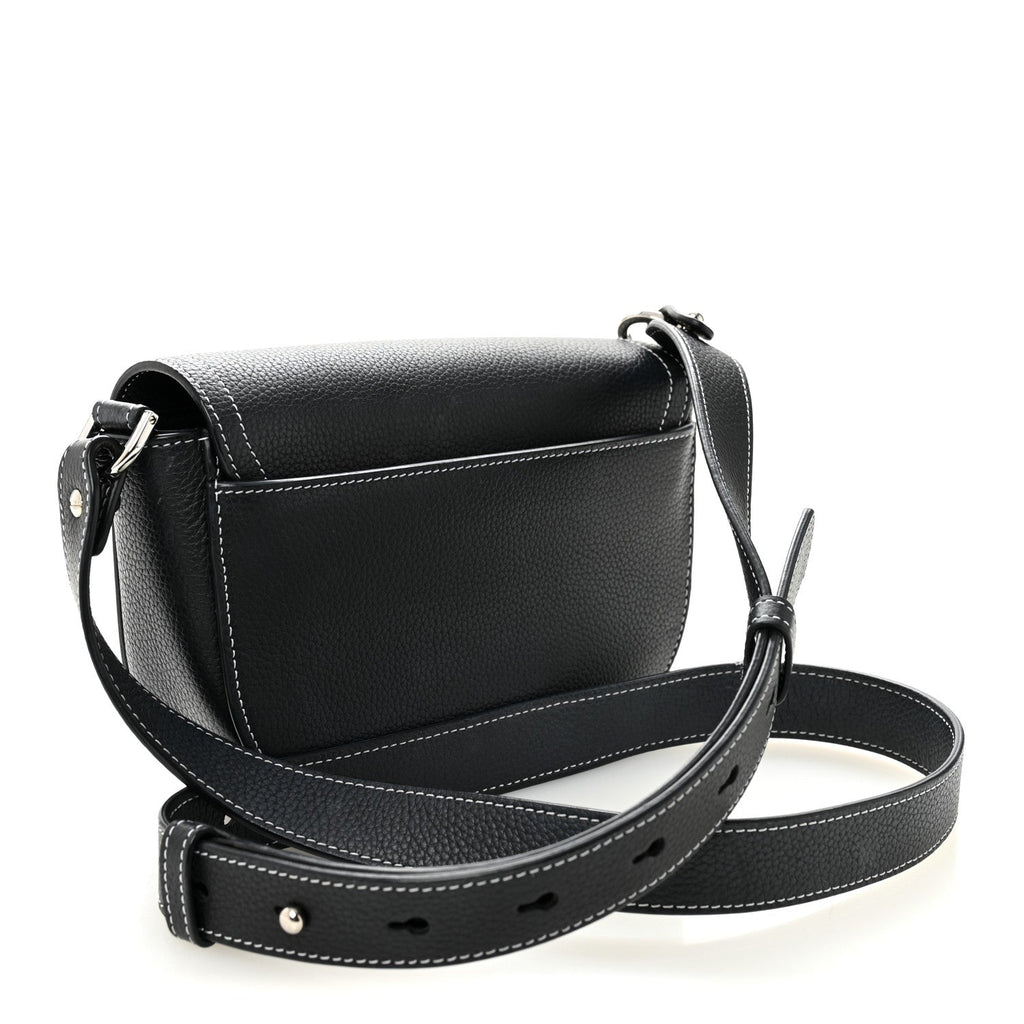 Grained Calfskin Saddle Messenger Bag With Strap Black AT My store