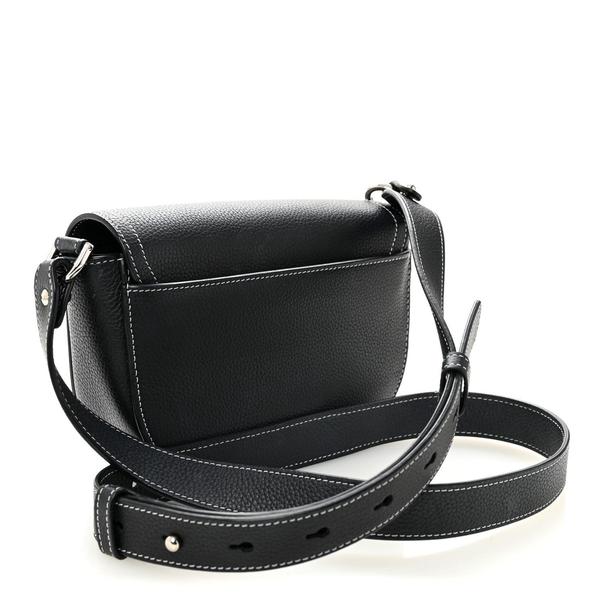 Grained Calfskin Saddle Messenger Bag With Strap Black AT My store
