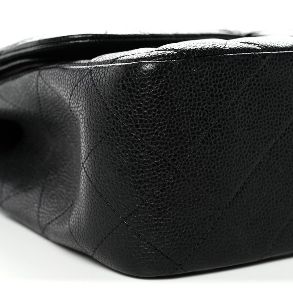 Caviar Quilted Jumbo Double Flap Black At My store