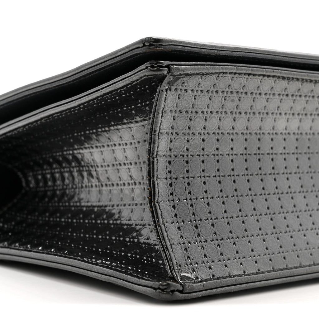 Metallic Patent Micro-Cannage Medium Diorama Flap Bag Onyx Black AT My store