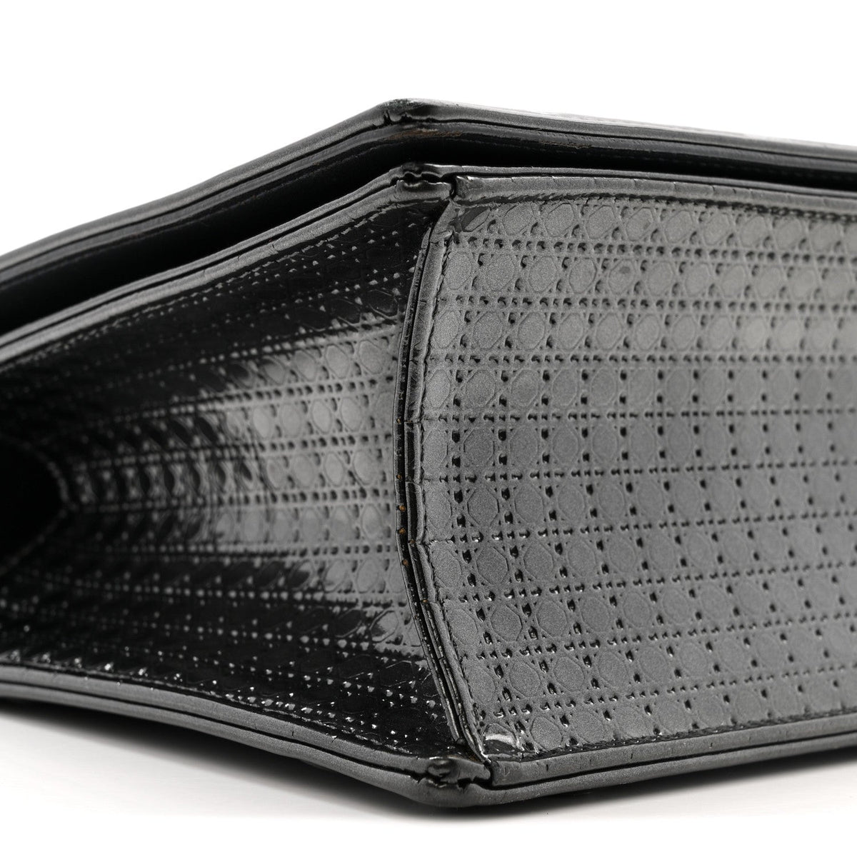 Metallic Patent Micro-Cannage Medium Diorama Flap Bag Onyx Black AT My store