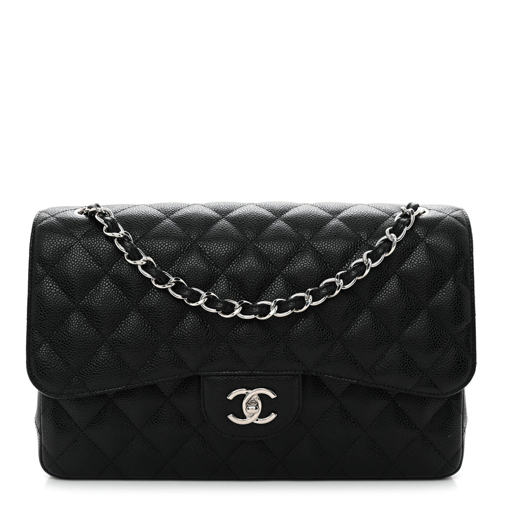 Caviar Quilted Jumbo Double Flap Black At My store