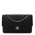 Caviar Quilted Jumbo Double Flap Black At My store
