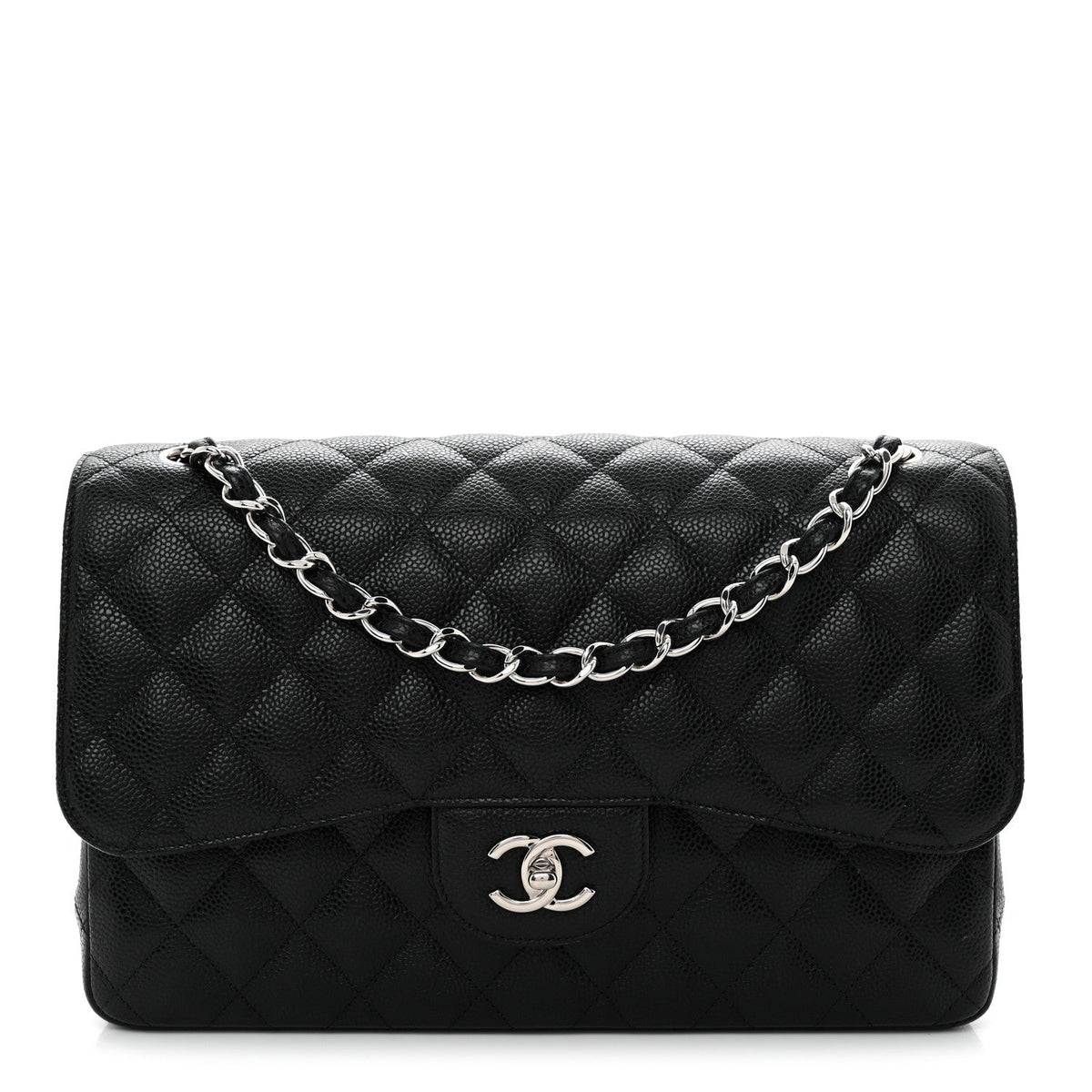 Caviar Quilted Jumbo Double Flap Black At My store