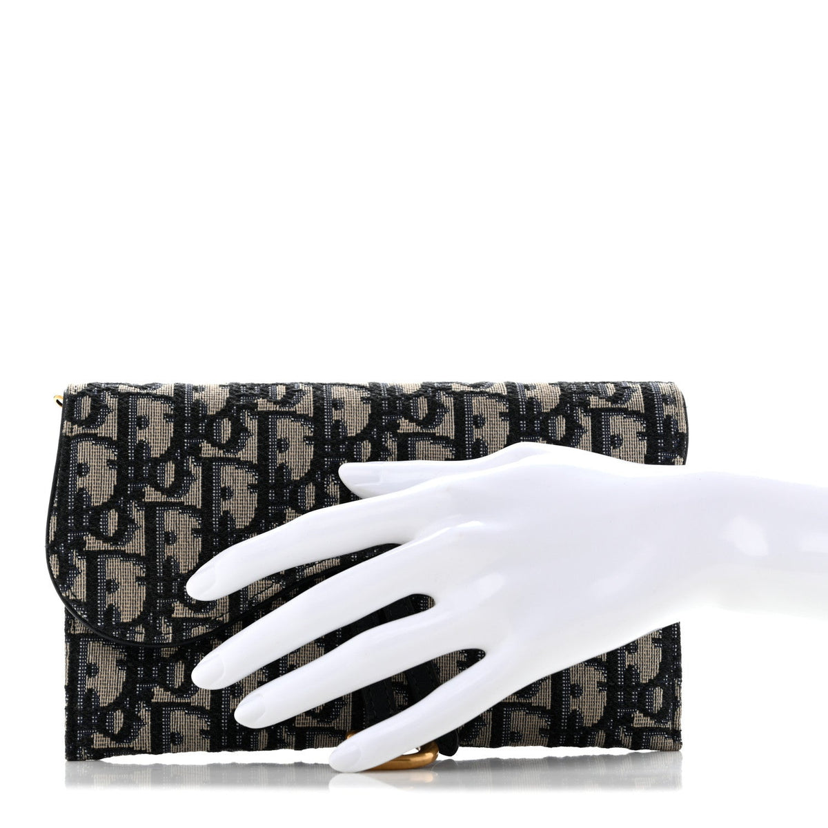 Oblique Saddle Chain Long Wallet Blue AT My store