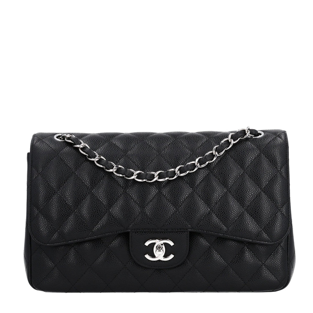 Caviar Quilted Jumbo Double Flap Black At My store