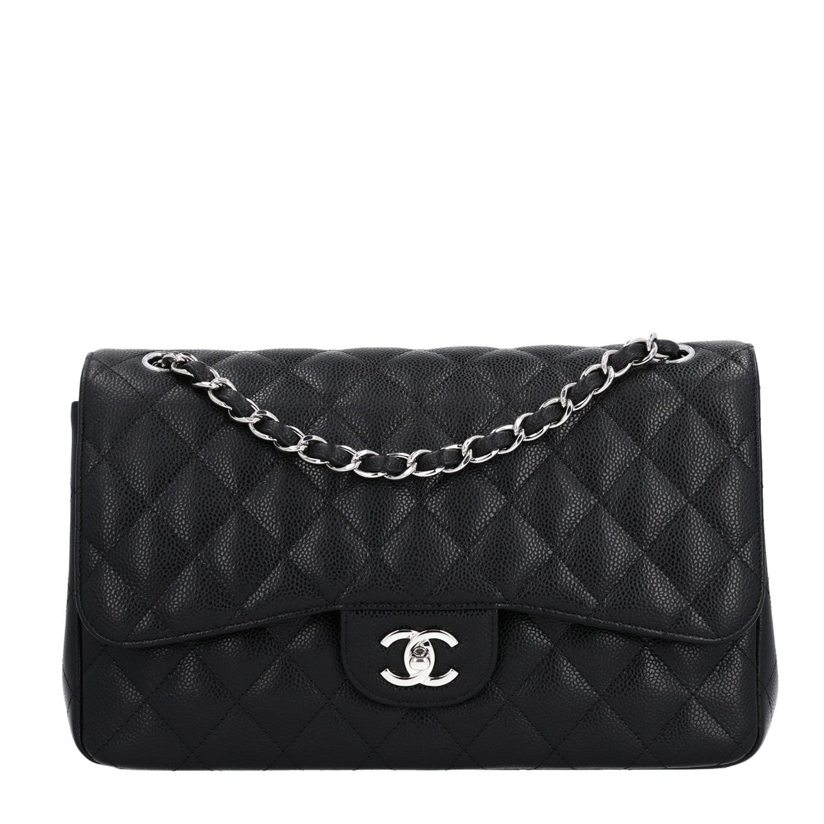 Caviar Quilted Jumbo Double Flap Black At My store