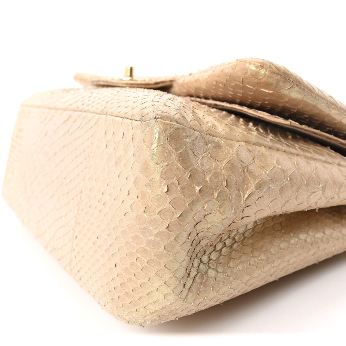 Metallic Snakeskin Jumbo Double Flap Light Beige At My store