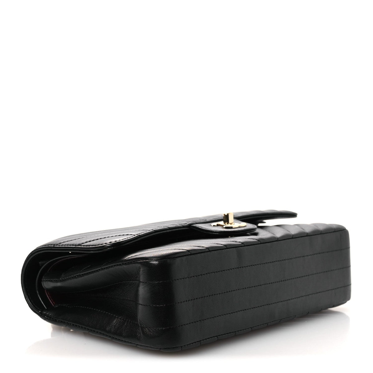 Lambskin Chevron Quilted Medium Double Flap Black At My store