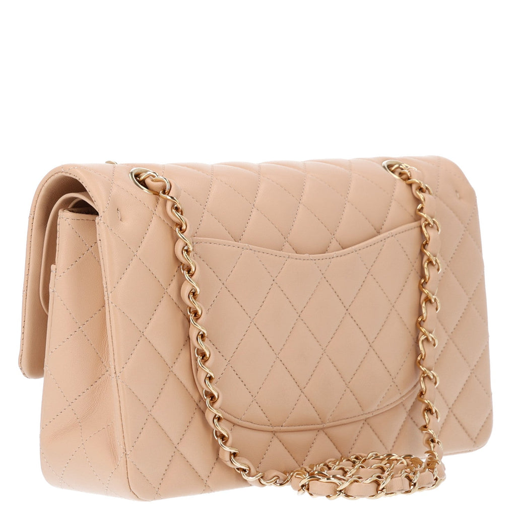 Lambskin Quilted Medium Double Flap Beige At My store