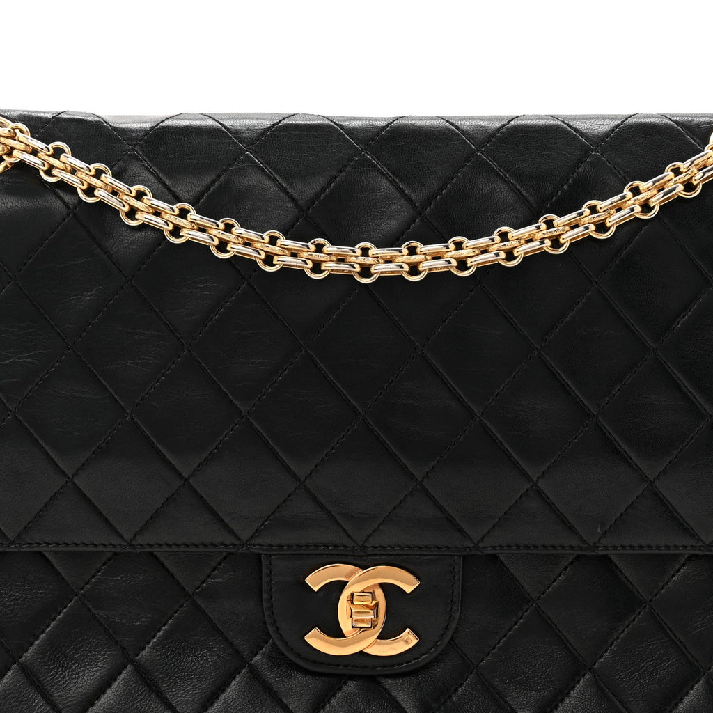 Lambskin Quilted Medium Double Flap Bijoux Chain Black At My store