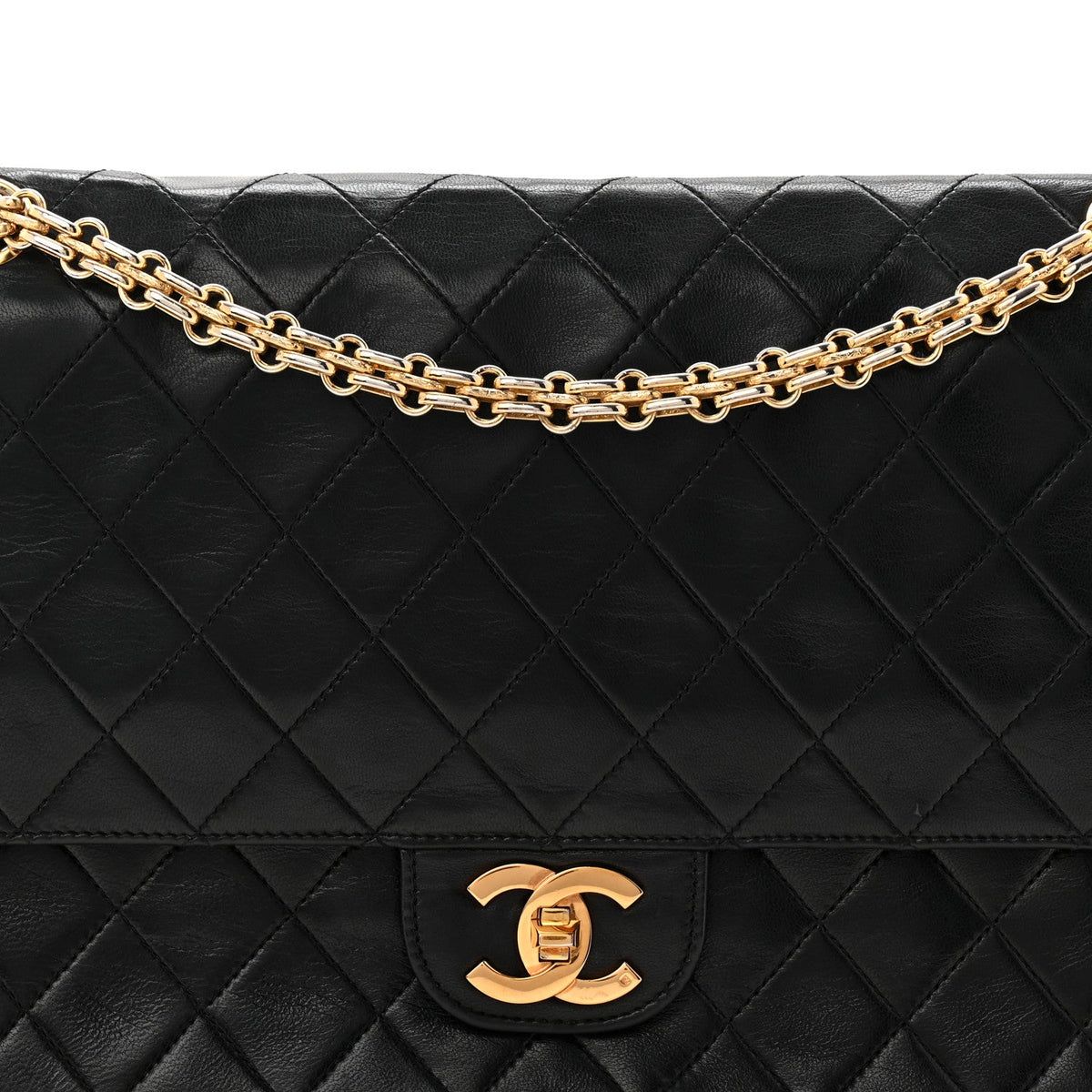 Lambskin Quilted Medium Double Flap Bijoux Chain Black At My store